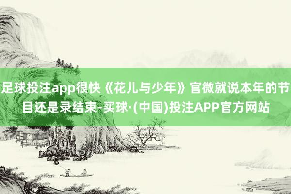 足球投注app很快《花儿与少年》官微就说本年的节目还是录结束-买球·(中国)投注APP官方网站