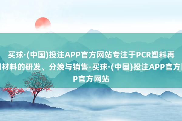 买球·(中国)投注APP官方网站专注于PCR塑料再轮回材料的研发、分娩与销售-买球·(中国)投注APP官方网站