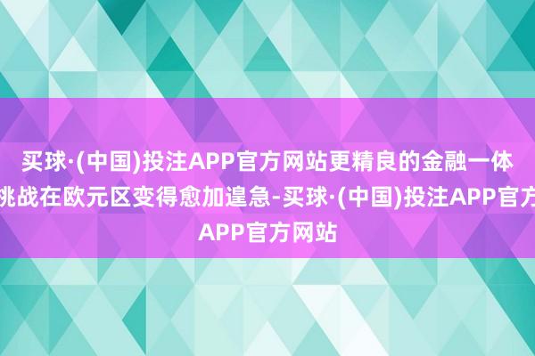 买球·(中国)投注APP官方网站更精良的金融一体化的挑战在欧元区变得愈加遑急-买球·(中国)投注APP官方网站