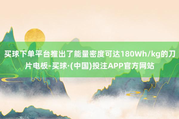 买球下单平台推出了能量密度可达180Wh/kg的刀片电板-买球·(中国)投注APP官方网站