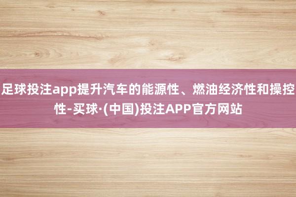 足球投注app提升汽车的能源性、燃油经济性和操控性-买球·(中国)投注APP官方网站