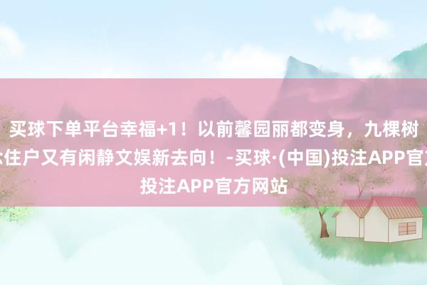 买球下单平台幸福+1！以前馨园丽都变身，九棵树街说念住户又有闲静文娱新去向！-买球·(中国)投注APP官方网站