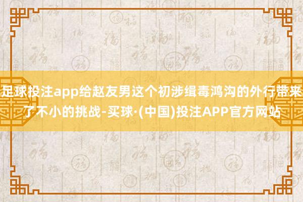 足球投注app给赵友男这个初涉缉毒鸿沟的外行带来了不小的挑战-买球·(中国)投注APP官方网站