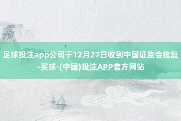 足球投注app公司于12月27日收到中国证监会批复-买球·(中国)投注APP官方网站