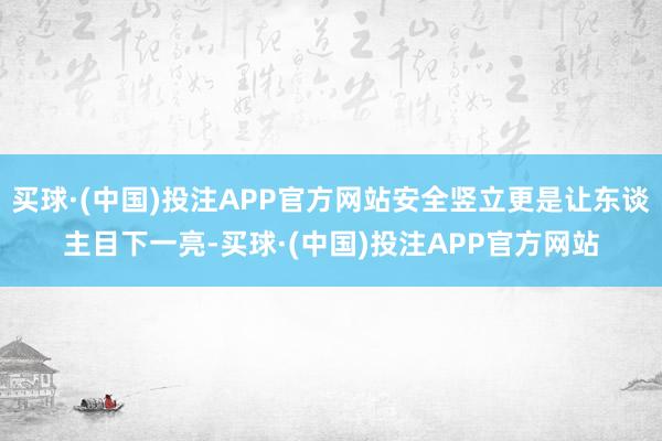 买球·(中国)投注APP官方网站安全竖立更是让东谈主目下一亮-买球·(中国)投注APP官方网站