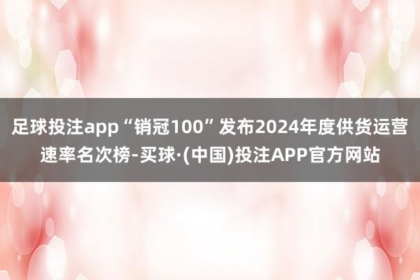 足球投注app“销冠100”发布2024年度供货运营速率名次榜-买球·(中国)投注APP官方网站