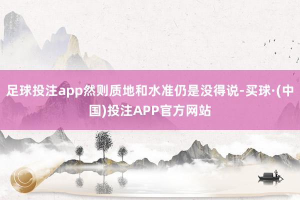 足球投注app然则质地和水准仍是没得说-买球·(中国)投注APP官方网站