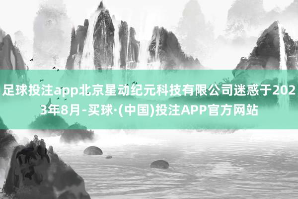 足球投注app北京星动纪元科技有限公司迷惑于2023年8月-买球·(中国)投注APP官方网站