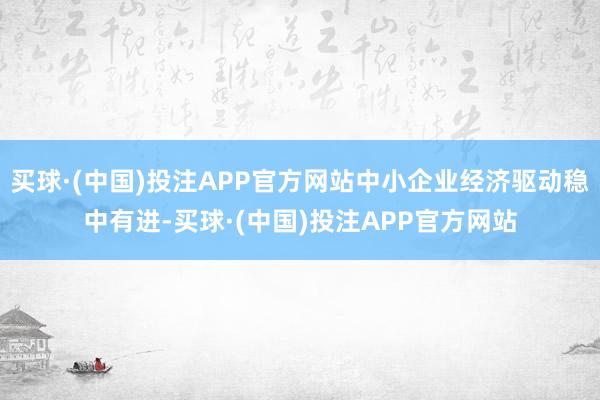 买球·(中国)投注APP官方网站中小企业经济驱动稳中有进-买球·(中国)投注APP官方网站