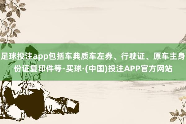 足球投注app包括车典质车左券、行驶证、原车主身份证复印件等-买球·(中国)投注APP官方网站