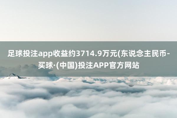 足球投注app收益约3714.9万元(东说念主民币-买球·(中国)投注APP官方网站