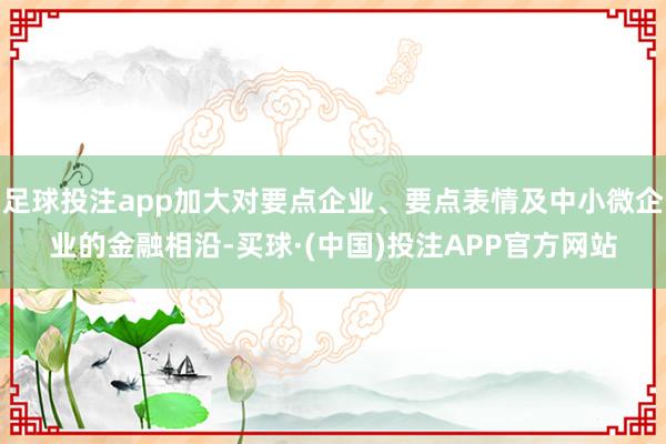 足球投注app加大对要点企业、要点表情及中小微企业的金融相沿-买球·(中国)投注APP官方网站