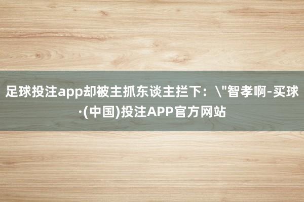 足球投注app却被主抓东谈主拦下：＂智孝啊-买球·(中国)投注APP官方网站