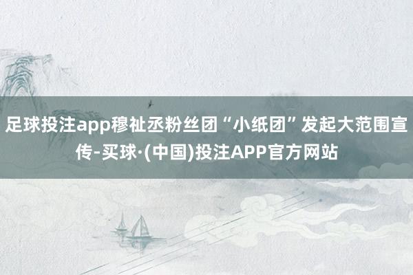 足球投注app穆祉丞粉丝团“小纸团”发起大范围宣传-买球·(中国)投注APP官方网站