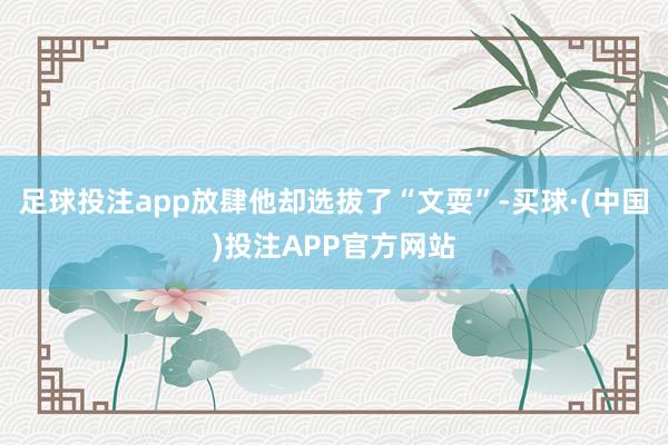 足球投注app放肆他却选拔了“文耍”-买球·(中国)投注APP官方网站